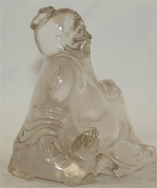 A Chinese rock crystal figure of Shou Lao, 11.5cm